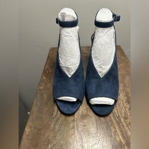 Louise et Cie Navy Peep-Toe Heels